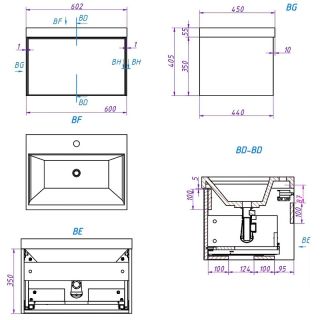 Тумба под раковину La Fenice Simpla FNC-01-SIM-C-60 Бежевая матовая 60 см